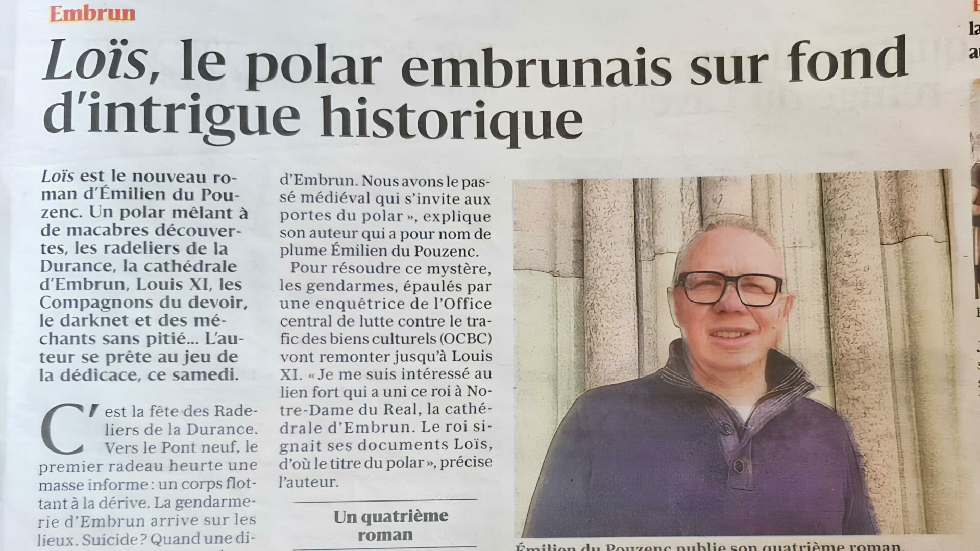 Bel article dans le Dauphiné Libéré pour la sortie de LOYS !